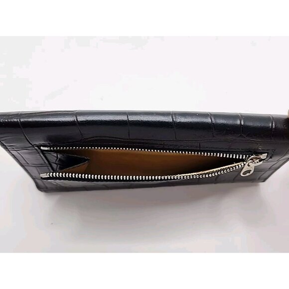 Vintage Dooney & Bourke Reptile Pattern Leather Trifold Checkbook Wallet Black - Picture 6 of 6